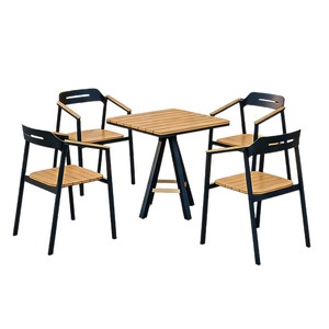 Set di Sedute per Bar e Caffè all'Aperto, Combinazione Tavolo e Sedie per Esterni, BBQ, Ristorante, Bar, Terrazza, Cortile, Giardino - Product Image 5