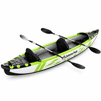 Kayak gonflable pour 2 personnes, en PVC Drop Stitch, tandem double, 4,1 m, avec pagaie en aluminium, pompe et aileron, pour la navigation en lac, rivière et mer.