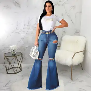 KHS2074 Celana Jeans Wanita, Celana Denim Skinny Flare, Jins Mode Wanita