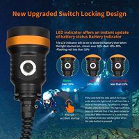 Lampe de plongée ORCATORCH D630 V2.0 pour la plongée en grotte sous-marine jusqu'à 200 m, 5 LED, 4600 lumens, lampe de plongée en grotte séparée, batterie Power Bank de 89 Wh