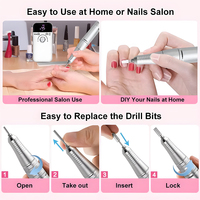 Lime à Ongles Électrique Professionnelle Rechargeable et Portable 45000 RPM pour Manucure, Pédicure et Ongles en Gel