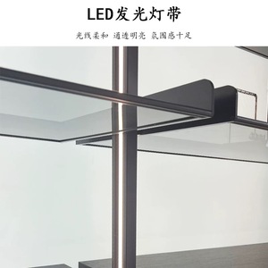 Modern Bedroom Furniture Portable Aluminum Wardrobe with <strong>Glass</strong> Door Sliding <strong>Shelving</strong> for Clothes Storage in Bedroom and Dining - Product Image 6