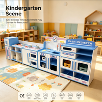 Aires de jeu d'imitation en bois pour enfants, thème restaurant chinois, pour l'intérieur, pour les 3-8 ans, sûres et faciles à assembler, capacité 5 enfants, Chine