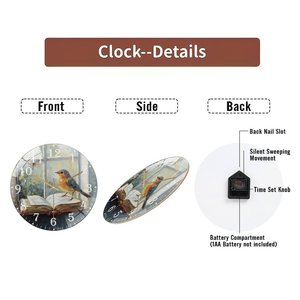 Horloge Murale Ronde Personnalisée en Verre 30x30cm avec Initiales Gravées, Mouvement Silencieux <span class=keywords><strong>à</strong></span> Aiguille des Secondes, Cadeau pour la Maison - Product Image 6