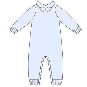 Bebé llevar a casa traje botón trasero suéter canastilla <span class=keywords><strong>para</strong></span> Recién Nacido azul manga larga mameluco bordado piqué blanco cuello canastilla Bébé - Product Image 3