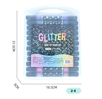 Lot de 24 marqueurs acryliques scintillants en plastique, stylos surligneurs perlés à paillettes pour cahiers, dessins colorés pour enfants et étudiants