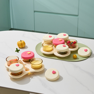 Mini bocal <span class=keywords><strong>en</strong></span> verre ambré Portable facile à ouvrir ensembles de bols <span class=keywords><strong>en</strong></span> verre pour fruits collations fromage <span class=keywords><strong>cornichons</strong></span> assaisonnement - Product Image 2