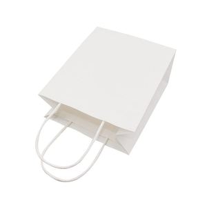 Eco Friendly Square Bottom Shopping Gift Carrier <b>White</b> Kraft Paper <b>Bag</b> - Product Image 6
