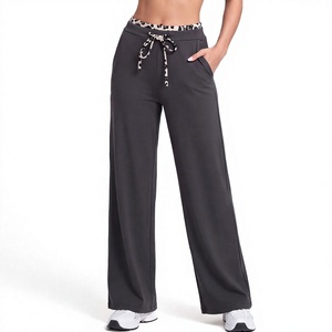 Women <b>Yoga</b> Leggings <b>Wide</b> <b>Leg</b> <b>Pants</b> High Waist Elastic Drawstring Full Length Activewear - Product Image 3