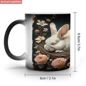 Frosted Black 11oz <b>Ceramic</b> Mug Heat Color Changing Magic <b>Cup</b> For Milk Tea Lovers - Product Image 1