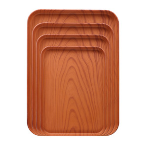 Hot Sale Cross-Border Wood Grain <strong>Serve</strong> Tray Rectangle <strong>Plate</strong> PP Gorgeous Home Hotel Tea Set Dinner Wheat Metal Dessert Fruit Tray - Product Image 6