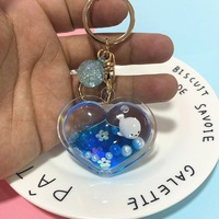 Nouveau porte-clés créatif avec des animaux marins flottants dans de l'huile, porte-clés mignon avec une baleine, un dauphin, un pingouin, un cœur d'amour, du sable mouvant liquide
