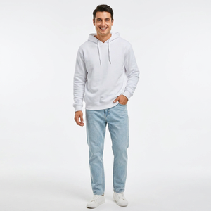 Unisex Pullover Hoodie Breathable Plus Size Plain <b>White</b> <b>Sweatshirt</b> <b>Men</b> Winter Fleece Polyester/Cotton Quick Dry - Product Image 1