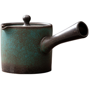 Tetera de Cerámica Retro con Asa Lateral, Cilindro de Cerámica con Tapa, Esmaltado Azul Celeste, Juego de Té Kung Fu - Product Image 5