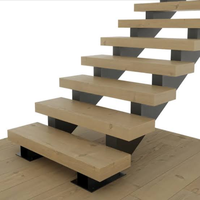 Escalier moderne de qualité supérieure DB à double poutre pour intérieur, avec marches en bois apparentes, escalier à double mono-stringer pour villa