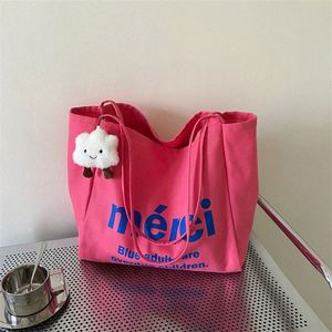 กระเป๋าผ้าแคนวาสหูเชือกพิมพ์ลายตัวอักษร ขายดี พับเก็บได้ ใช้ซ้ำได้ เหมาะสำหรับใส่ของช้อปปิ้ง - Product Image 4