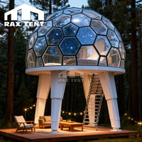 RAXTENT Dôme Duplex en Verre de 4M Maison de Glamping Hôtel Pods avec Plateforme de Support à 4 Pieds