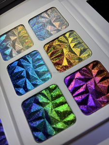 Tùy chỉnh sang trọng cầu vồng Holographic Tắc Kè Hoa đa-chrome <span class=keywords><strong>Eyeshadow</strong></span> Palette thương hiệu riêng màu sắc thay đổi long lanh cho trang điểm mắt - Product Image 5