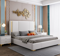 Modernes Luxuriöses Design Holz-Kingsize-Bettgestell Schlafzimmer Leder-Doppelbett Luxuriöses Neues Design Schlafzimmer-Set
