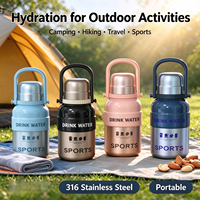 Botol Air Olahraga Terisolasi Stainless Steel 316 800ml Termos Vakum Portabel dengan Pegangan