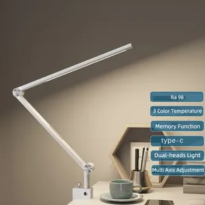 Architect Schreibtisch lampe mit Doppel licht und einstellbarer Schwenkarm-Speicher-Timing-Funktion Lese lampe mit Klemme