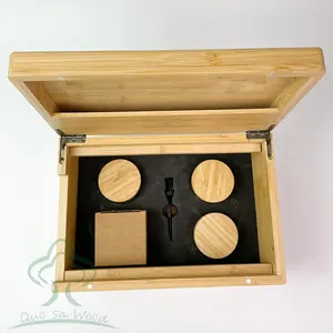 Caixa de madeira artesanal com bandeja de rolamento deslizante