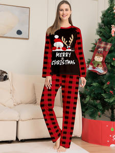 2025 Santa Christmas Pyjamas Family Matching Plaid Nachtwäsche-Sets für Frauen Männer Kinder Elastische Taille Atmungsaktive Größe bis 6XL - Product Image 6