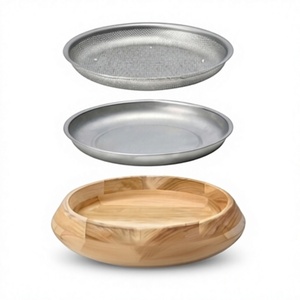 Plat chauffant rond en acier inoxydable de qualité supérieure avec base en bois, design minimaliste, facile à nettoyer, compatible gaz et induction - Product Image 4
