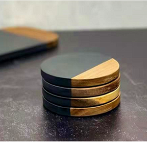 Posavasos Personalizado Dormake de Madera de Acacia Hexagonal Negra de 5mm, Ecológico, Protector de Mesa, para Té - Product Image 4