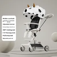 Poussette bébé pliable légère en métal avec position assise-allongée, design bidirectionnel pour une utilisation manuelle