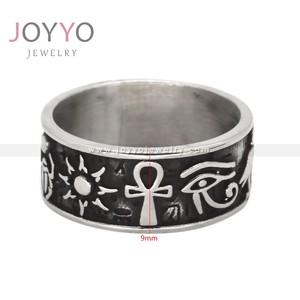 Bague Spinner en Acier Inoxydable pour Hommes et Femmes Anciens Dieux Egyptiens Embossés Mode Homme Oeil d'Horus Anubis Croix Ankh - Product Image 6