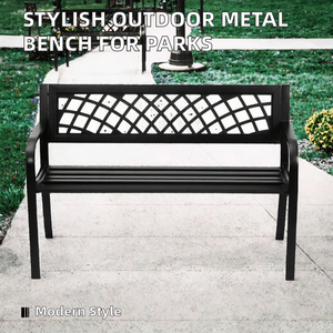 Stylish Outdoor <b>Metal</b> <b>Bench</b> 4-Person Leisure Seat for Hotel Park Mall Cafe & Gym Courtyard Public -Rest Area - Product Image 2
