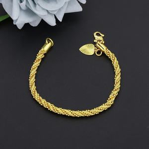 JXX 24K Gold Plated Trendy Fashion <b>Bracelet</b> Twisted <b>Rope</b> with Brass Charm Chain & Link Stylish Jewelry - Product Image 4