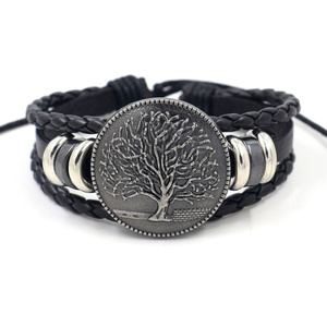 Accessori per ragazzi dimensioni regolabili personalizzato albero della vita Multi-strato Charm braccialetto tessuto a mano per gli uomini - Product Image 1