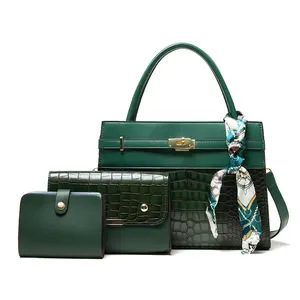 Promotionele Groothandel Luxe 3-delige Portemonnees En Handtassen Voor Vrouwen Mode Kantoor Dagelijks Praktische Pu Dames Handtas Set