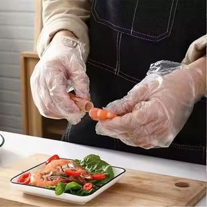 100 Pcs/Pack PE Waterproof Disposable <b>Gloves</b> Transparent Ultra <b>Thin</b> for Kitchen Cleaning - Product Image 4