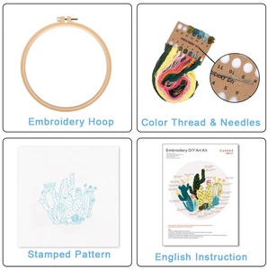XIXI Adults DIY Embroidery Kit with Round Shape Stitching Stamped Flower Patterns Beginner Friendly Cotton Fabric Foundation - Product Image 3
