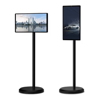 32 Inch Rechargeable Portable Smart Screen on Wheels, Moveable Android TV with Touch Display, Wireless Monitor for Gym