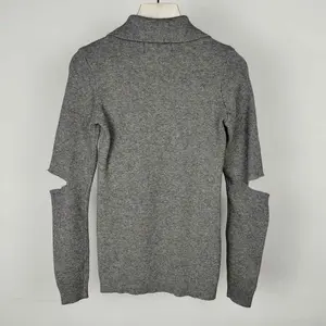 महिलाओं के लिए लंबी आस्तीन के कपड़े लैपल स्लाउची इलास्टिक कफ सांस लेने योग्य हल्के ठोस रंग का पतझड़ वाला थोड़ा खिंचाव वाला स्वेटर
