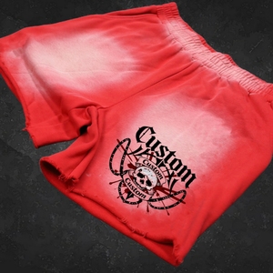 Pantalones Cortos Deportivos de Algodón 100% con Logotipo Personalizado, Lavado Ácido, Estampado Vintage Desgastado, Talla Grande, Holgados, para Hombre - Product Image 1