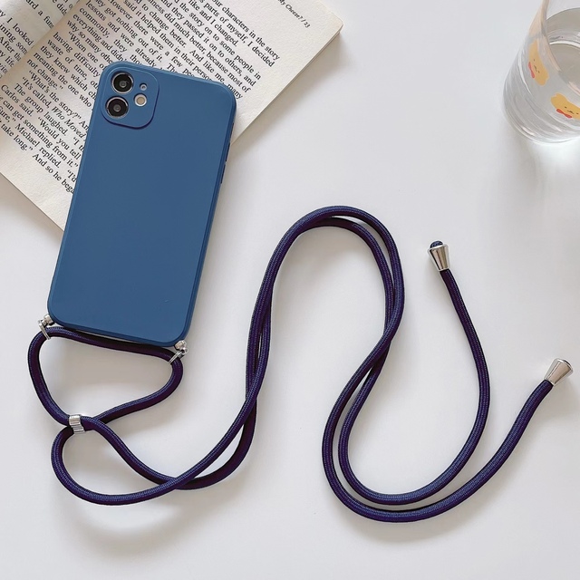 New Colorful Shockproof TPU Soft Silicone With Strap Crossbody Phone Case for Iphone 16 15 Pro Max 14 Plus 13 12 Pro Max