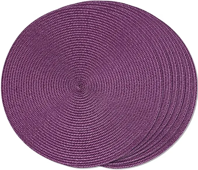 15 Inch Paars Ronde Gevlochten Wasbare Placemats Set Van 6