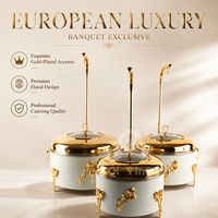Chauffe-Plat Buffet 8L 10L en Acier Inoxydable 201 Épaissi Blanc Doré avec Couvercle Visible Suspendu pour Hôtels et Banquets de Mariage
