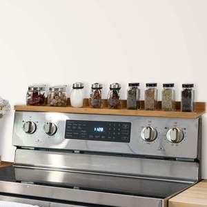 2 Pack Bamboo Stove Top Shelf For Kitchen 30inch Magnetic Stove Top Shelf Spice Rack Organizer For Kitchen