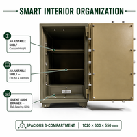 Caja Fuerte Ignífuga JYB Grande de 102 cm, Gabinete de Seguridad de Acero Resistente con Doble Cerradura para Oficina, Hogar y Banco