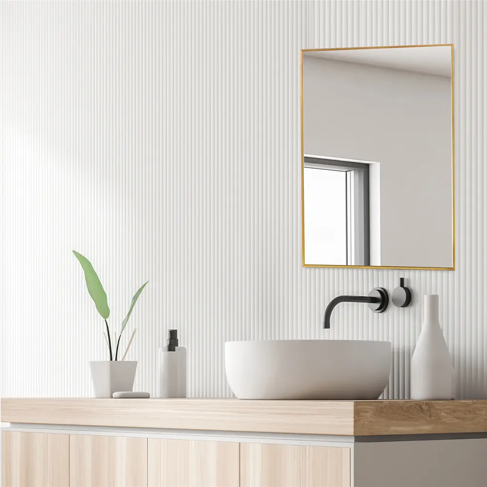 Современное настенное прямоугольное зеркало для спальни из алюминиевого сплава с тонкой рамкой напольное зеркало туалетное зеркало