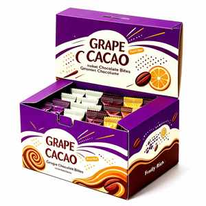Berry Cacao Strawberry Chocolate Bites Rigid Paperboard <b>Box</b> Recyclable Four Color Printing UV Logo Design - Product Image 3