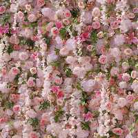 Mur de fleurs artificielles en soie de luxe, personnalisé, moderne, toile de fond florale dense, décoration intérieure pour événements, cabine photo de mariage bohème