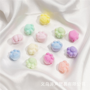 Cuentas flocadas con forma de pata de gato, pequeñas, con orificio abierto, accesorios de joyería DIY para cadena de teléfono, pulsera, colgante, material. - Product Image 3