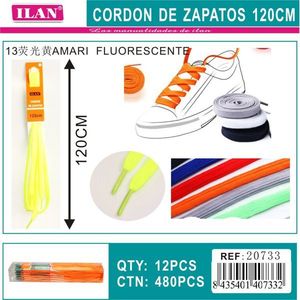 Cordones Ilan de 120cm, Amarillo Fluorescente, para Zapatillas Deportivas - Product Image 1